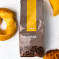 Colombian ground coffee in bag with bagels 